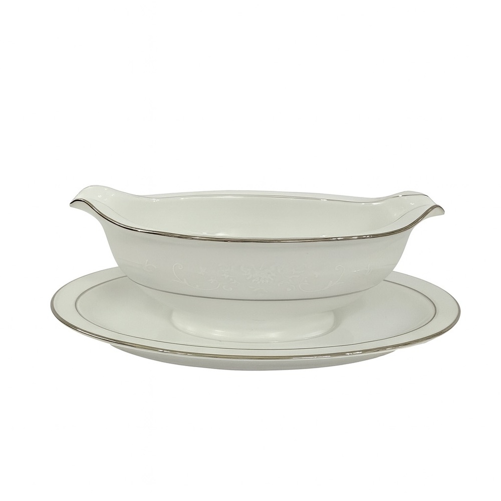 Noritake Whitehall 6115 Gravy Bowl/Boat With Attached Under-plate